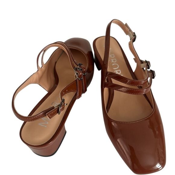 MERRORI Brown Square Toe Flats with Ankle Straps NWOT - Picture 3 of 5